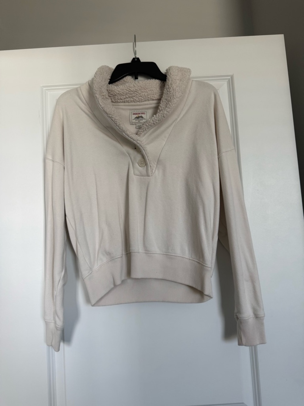 American Eagle Outfitters Cream Sherpa-Lined Pullover Turtleneck